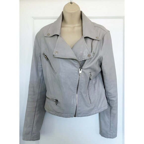 BLANKNYC Faux Leather Moto Jacket In Gray (Never Too Much) Womans Sz Medium - Picture 2 of 11